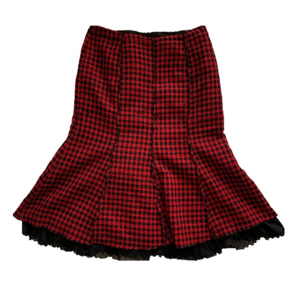 Vintage Grunge black and red maxi skirt, Red Size 13-14 Houndstooth pattern - Picture 1 of 4